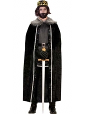 Black Faux Fur Trim Cape - Mens Medieval Costumes